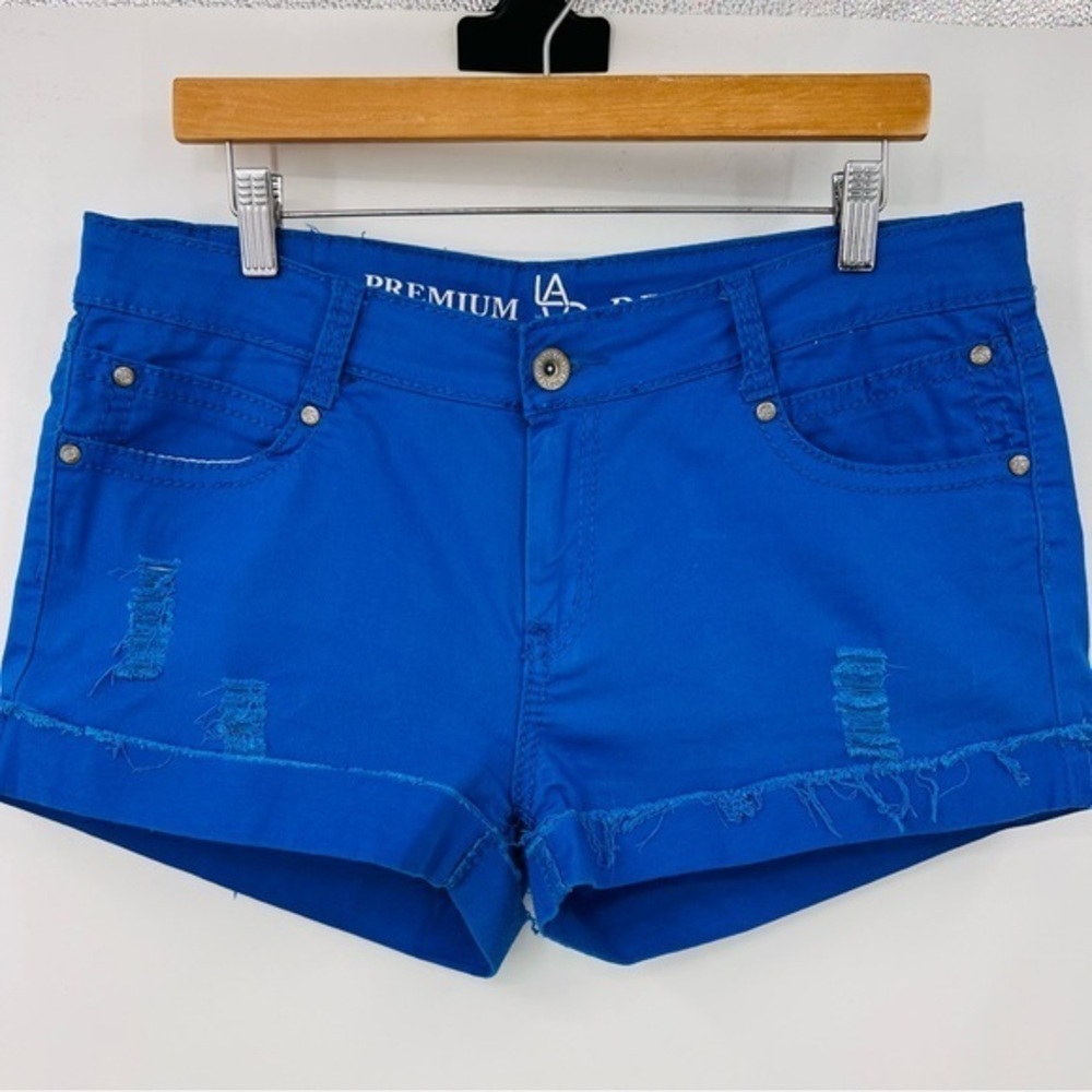 LA Premium‎ Denim Y2K Daisy Dukes Royal Blue Booty Shorts Size 13/14 Juniors